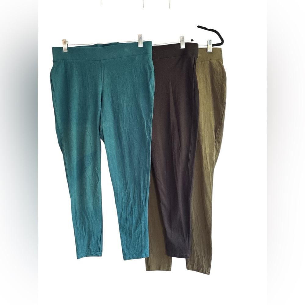 THREE! Torrid Size 2X Cotton Spandex Leggings Teal Black Olive